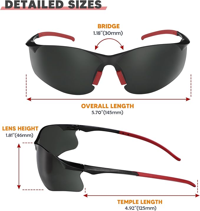 Safety Glasses Tinted 24 Pack, Protective Eyewear for Men Women UV Protection ANSI Z87.1, Safety Sunglasses Bulk Scratch Impact Resistant Eye Protection with Nose Pads for Construction Work Smoke