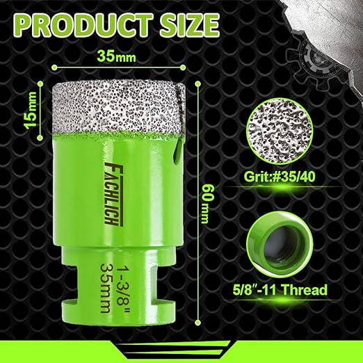 Diamond Core Drill Bits - 1-3/8" Tile Hole Saw 35mm for Porcelain Tile Granite Marble Masonry Brick