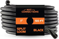 BEST CONNECTIONS (1" x 50 ft) Split Wire Loom Flex-Guard Convoluted Tubing Protective Split Cable Sleeves for Automotive Home Industrial Electrical Wires Chemical Resistant Conduit Black