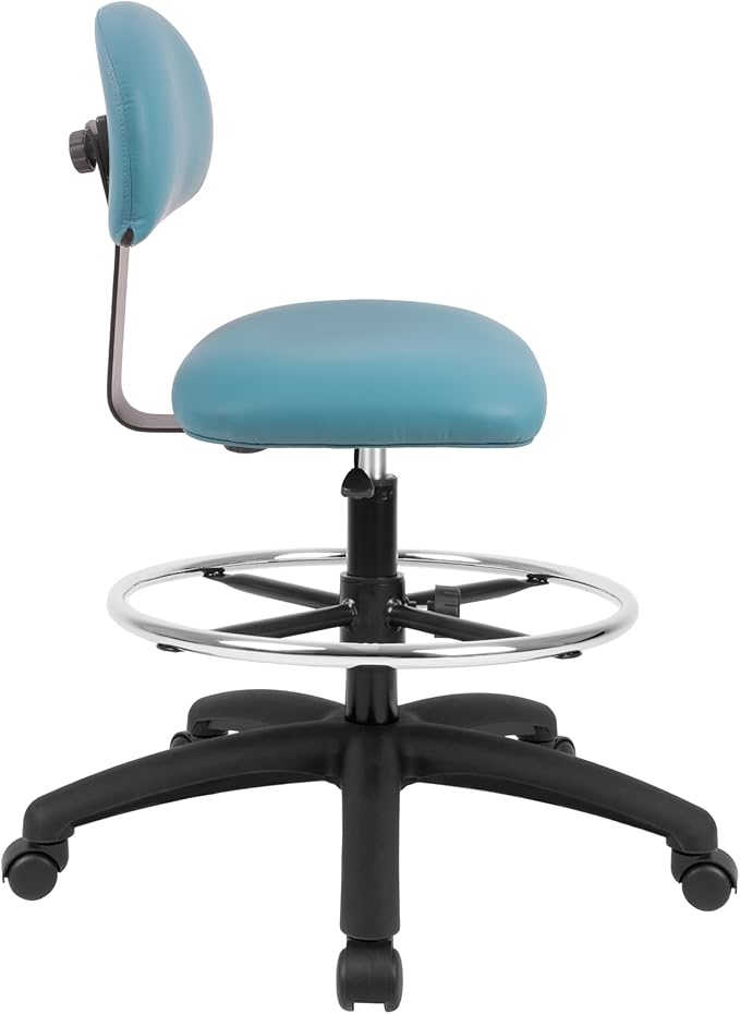 Chair Master FSS Series Square seat Tall (24"-34") seat Height Chair. Vinyl-for Office, Garage, Desk, Shop, Computer, Doctor, Medical, Easy to Clean! 18" Footring ((Aqua, Tall, _Standard Casters)