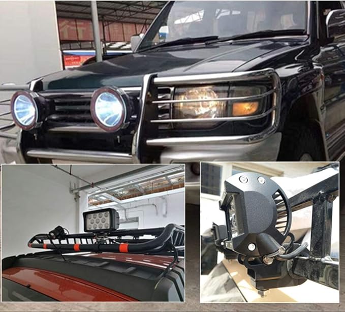 Universal Bull Bar Clamp Mounting Kit-2PCS Heavy Duty LED Light Bar Brackets for 1.38"/1.5"/1.57"/1.77"/1.97" Tubes, Fits Roof Roll Cage, Bumper, Off-Road Driving Lights