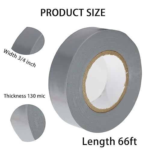 QILIMA Electrical Tape 10 Pack 3/4-Inch by 60 Feet,Lead-Free Flame Retardant Electrical Tape, Adhesive for General Home Vehicle Auto Car Power Circuit Wiring Sliver (130mic)