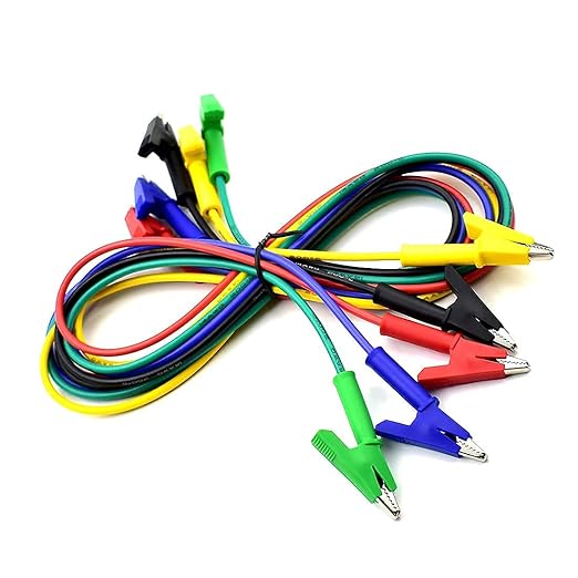 5Pcs 14 Gauge Jumper Wires Alligator Clips Heavy Duty Silicone Test Leads with Insulators Clips for Electrical Testing 5 Colors 3.3ft/1m