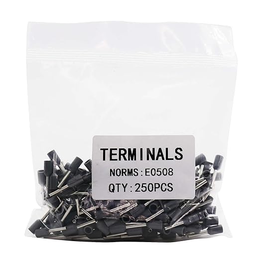 Fidioto 22AWG Wire Ferrules, 250pcs 22AWG Terminal Connector Kit, Crimp Terminal Connector Sleeves for Electric, Industrial, Chemical Industry, Power Control System, etc.