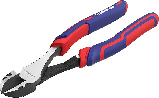 WORKPRO 8 Inch High Leverage Diagonal Pliers, Wire Cutters Heavy Duty in CRV Steel, Diagonal Cutters for Cutting Wires