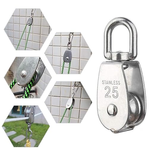 Rocaris 6 Pack M25 Lifting Single Pulley Roller Loading 330Ibs, 304 Stainless Steel Heavy Duty Single Wheel Swivel Lifting Rope Pulley Block