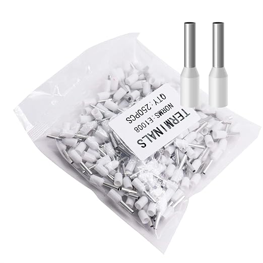 Fidioto 18AWG Wire Ferrules Kits, 250pcs White AWG18 Assortment Wire Ferrule Copper Crimp Connector Insulated Cord Pin End Terminal