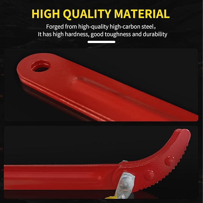 Strap Wrench 12 Inches, Water Filter Wrench Steel Handle Adjustable Strap Wrench for Replacing Water Filter, PVC Pipe Joints, Oil Filter, Swimming Pool Connection (Red Handle, Yellow Strap)
