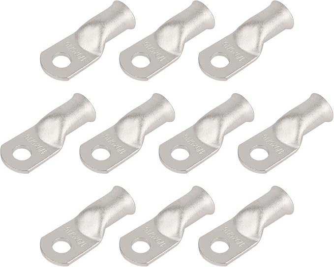 10pcs 1/0 AWG-5/16(M8) Tinned Copper Ring Terminals Battery Lugs, Heavy Duty Wire Lugs, Battery Cable Connectors