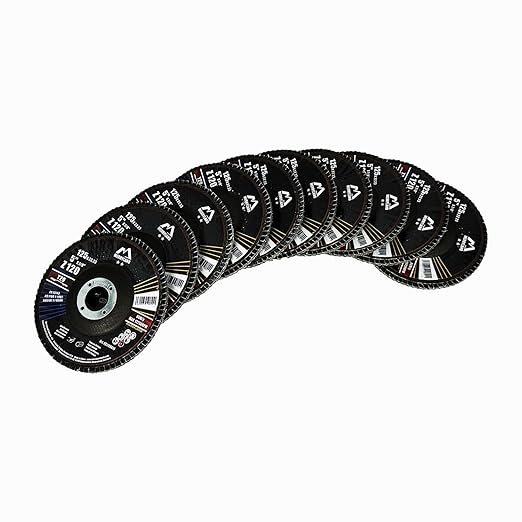 Merryland Flap Disc 5 inch Metal for Angle Grinder, 5inch 120 Grit T29 Flap Wheel 10 Pack, Blue Zirconium Corundum INOX Stainless Steel Iron Universal, Craft-Line FC1108614-10