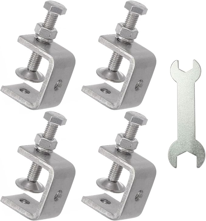 Stainless Steel C Clamps, Mini Tiger Clamp Set for Mounting, Heavy Duty Metal U Clamps, Small Desk G-Clamp with 1.18 Inch Stable Wide Jaw Opening for Metal Working Woodworking Welding Building (4pcs)