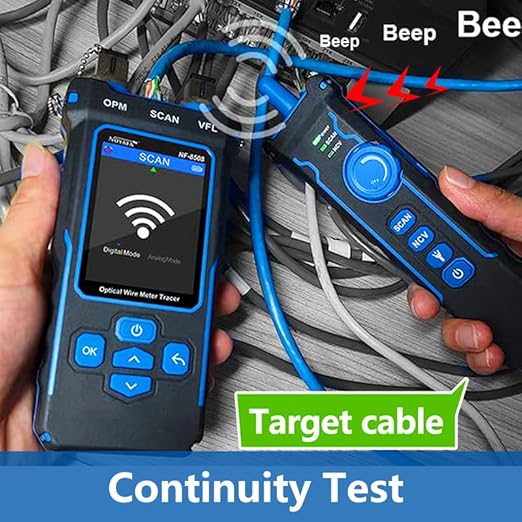 NF-8508 Network Cable Tester with Optical Power Meter 10mw Visual Fault Locator,POE/NCV/RJ11 RJ45/CAT5 CAT6 Cable Toner Ethernet Tester,Length Measurement,Fiber Find Fault Test Phone Line Tracer