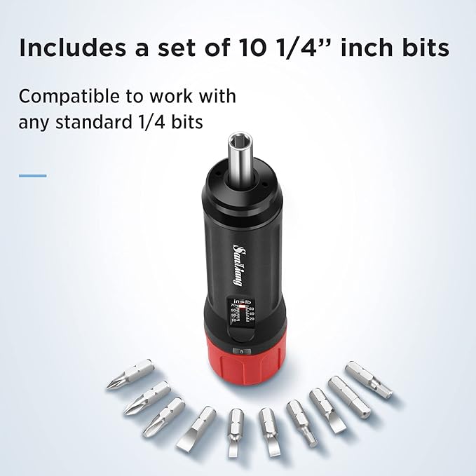 Torque Screwdriver Wrench Driver Bits Set 10-70 Inch Pounds lbs for Maintenance,Tools, Bike Repairing and Mounting. (10-70 in-lbs)