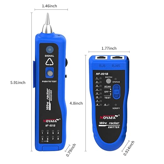 NOYAFA Network Cable Tester, RJ11 RJ45 Network Tester for Telephone, Ethernet, Video, Tone Generator, Metal, Ethernet Cable Tester Cable Toner with Earphone Flashlight