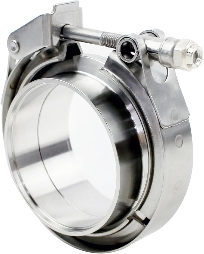 2.75 inch V Band Clamp - 2 sets of Quick Release Vband Clamps with Male Female Flanges Stainless Steel for exhaust system, turbocharger, downpipe and mufflers (2.75" - 2 Pack)