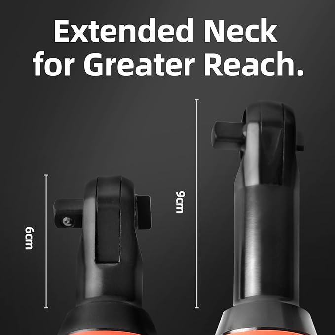 dogtooth Extended Cordless Electric Ratchet Wrench Set,40 Ft-lbs, 300 RPM, Brushless, Variable Speed Trigger, 3/8" 16.8V Power Ratchet Tool Kit With 1 * 1500mAh Lithium-Ion Battery And Charger