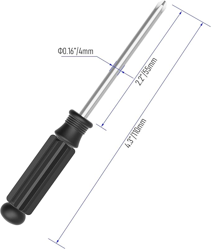 5PCS Mini Phillips Screwdriver, 4mm Cross Head with Black Non-slip Handle for Small Appliances, 4.33"(110mm) Total Length, Magnetic