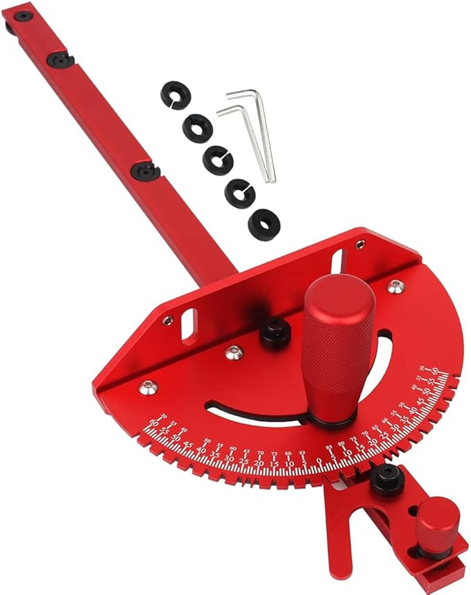 Table Saw Miter Gauge, Works w/Table Saws, Router Table, Band Saw (Red)