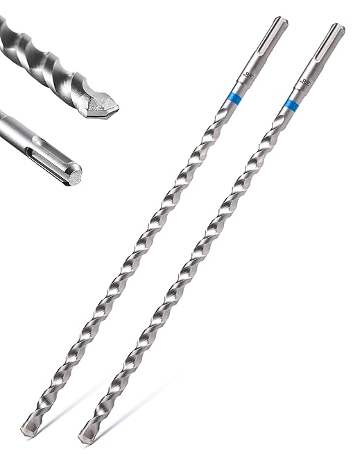toolant SDS Plus Rotary Hammer Drill Bits Set for 3/8" x12inch 2pcs,Carbide Tipped 2-Cutter for Concrete,Masonry and Brick