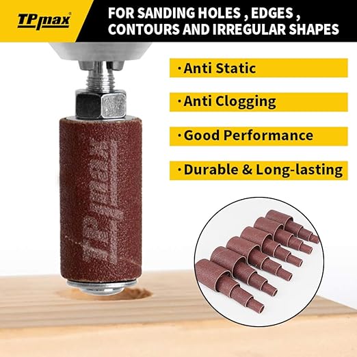 24-Pack Spindle Sanding Sleeves - 60 Grit - 2-Inch Length - Assorted Diameters of 1/2 in, 3/4 in, 1 in, and 1-1/2 inches