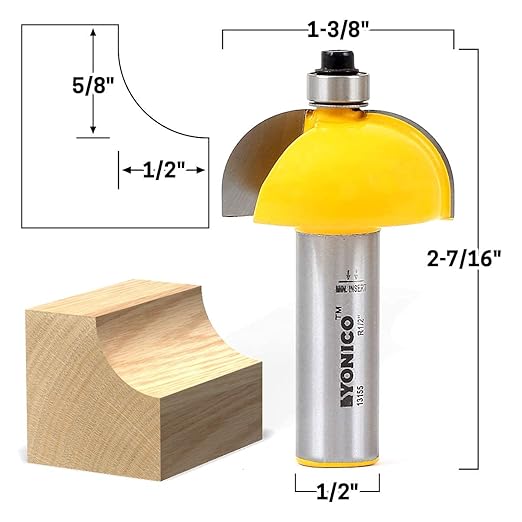 YONICO Cove Router Bits Edge Forming 1/2-Inch Radius 1/2-Inch Shank 13155