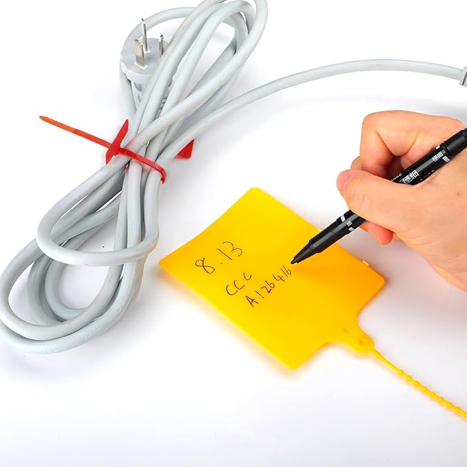 Cable Marker Tie Tags, 104Pcs Self-Locking Zip Tags Write on Label, Nylon Wire Label Multicolor Network Marking for Home Office-5 Colors/6Inch