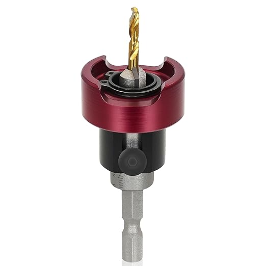 KEENTECH Carbide Tipped 82° Countersink Drill Bit with Depth Stop, 3/8" Dia x 1/8" Drill Diameter x 1/4" Shank, Adjustable Depth Stop with Ball Bearing for High Fine Finish on Softwood and Hardwood