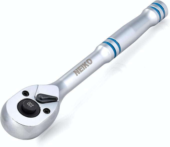 NEIKO 03115A 1/4 Inch Ratchet Wrench, 100-Tooth Reversible Ratchet, 3.6 Degree, Quick Release 1/4 Drive Ratchet, 6" Handle Ratchet, Oval Head Socket Wrench, CR-V Steel Quarter Inch Rachet Wrench