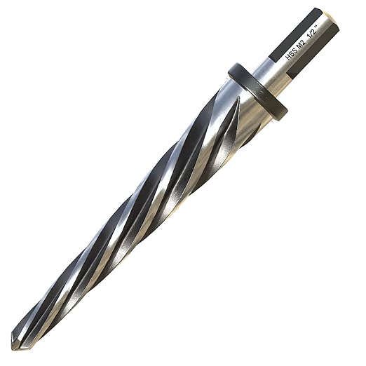 1/2" Bridge Construction Reamer, M2 HSS Taper Chucking Reamer Drill Bit with 5-Spiral Flutes Design for Steel, Alloy, Aluminum, Wood and Plastic