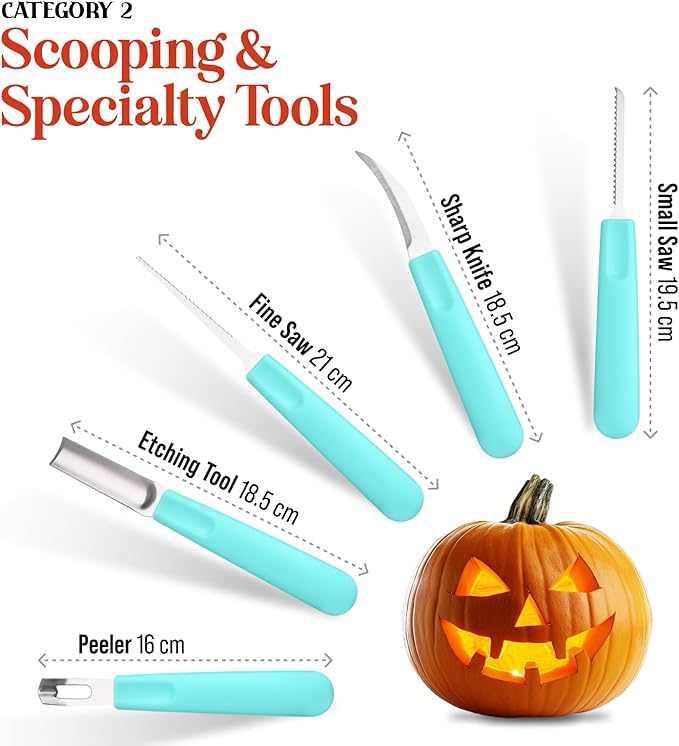 Pumpkin Carving Kit 10 pcs Acua Blue- Halloween Pumpkin Carving Kit Case - Complete Pumpkin Carving Set With Saw Pumpkin Carving Knife - Halloween Pumpkin Carving Tools