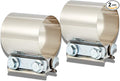 Butt Joint Band Clamps,Exhaust Muffler Clamp Exhaust Pipe Clamps Sleeve Stainless Steel (2, 2.5'')