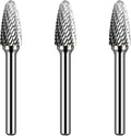 Carbide Burr Set 1/4" Shank SF-3 Die Grinder Bits Tungsten Double Cut Burr Bits (3/8" Cutter Dia X 0.84" Cutter Length) for Die Grinder Kits Metal Grinding Drilling Polishing (3pcs)