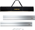 POWERTEC 110" Track Saw Guide Rail Joining Set for Ridgid Track Saws, Include 2x55" Extruded Aluminum Guide Rail, 2 Rail Extension Connectors and Protective Carrying Bag (72133)