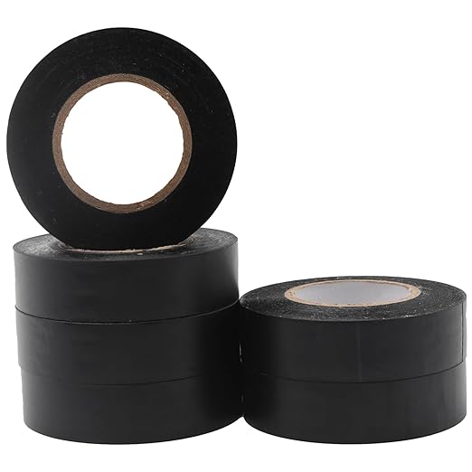 ROSEUP 6-Pack Black Electrical Tape, 3/4 in x 66ft, Professional Flame Retardant Waterproof PVC Electrical Insulation Tape
