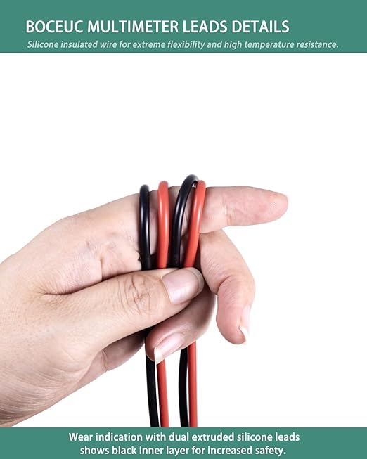 Silicone Test Lead Set Multimeter Insulated Test Leads Extension CAT III, CAT IV, 10A