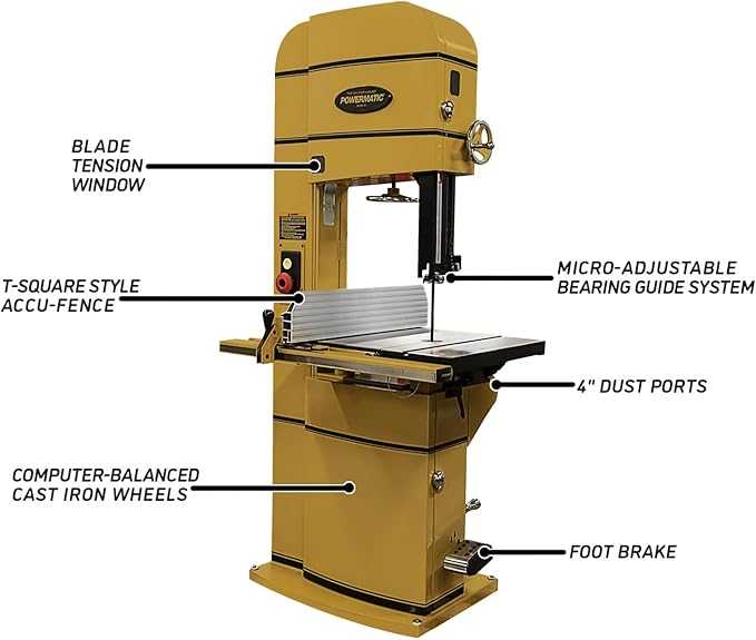 Powermatic 18-Inch Woodworking Bandsaw, 5 HP, 1Ph 230V (PM1800B)