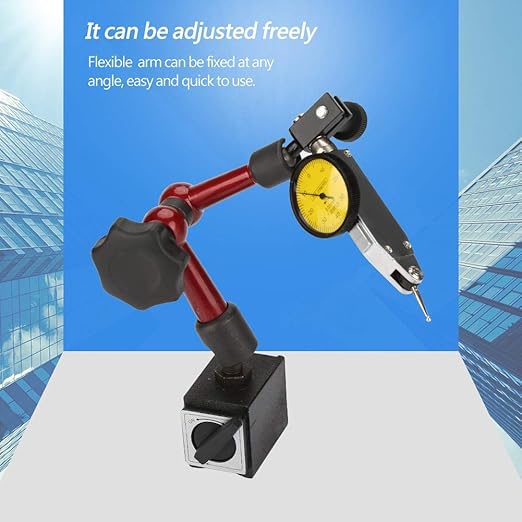 Dial Indicator,Flexible Strong Magnetic Gauge Stand Base Holder + Lever Dial Test Indicator Gauge for Surface Measuring