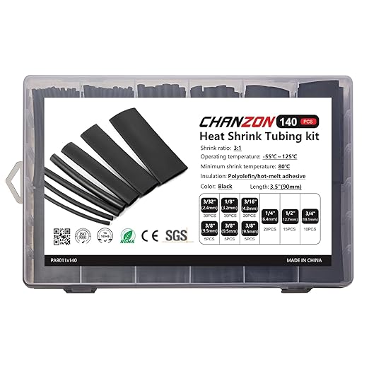 Chanzon 140 Pcs Heat Shrink Tubing Kit, 3:1 Black Sleeving Heat Shrink Wrap Tubing with Length 3.5" (inch), Marine Grade Electrical Waterproof Polyolefin Heat-Shrink Tube