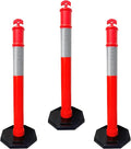 CJ Safety 44" Orange PE Delineator Post Cone, 44" Height Post, 10 lbs Recycled Rubber Base, 10" Reflective Band for Industrial (Set of 9)
