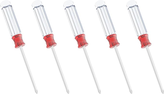 5PCS Mini Phillips Screwdriver, 3mm Cross Head with Clear Non-slip Handle for Small Appliances, 5"(127mm) Total Length, Magnetic