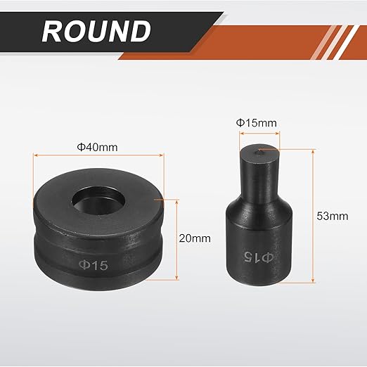 HARFINGTON Hydraulic Hole Punch Die Φ15mm Round Hole 40Cr Steel Electric Punching Kit for CH70 Electric Punching Machine, Black
