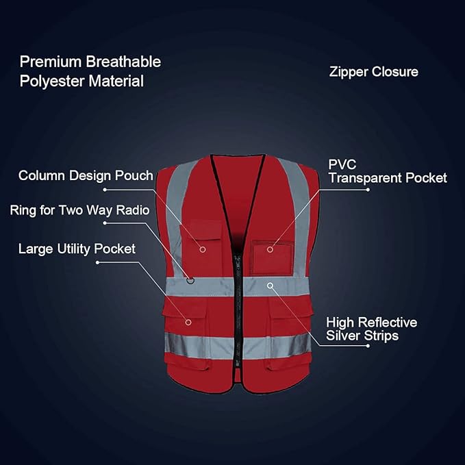 BeautyWill Custom Safety Vest Logo Class 2 High Visibility Reflevtive Vest Outdoor Protective Workwear
