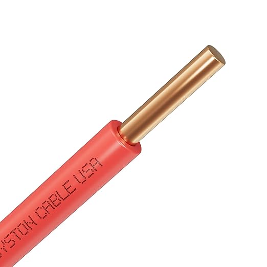14 AWG Tracer Wire 600V 100% Solid Copper Conductor Direct Burial Underground, Red Tracer Wire for Locating Underground Pipes and Lines Electrical Wire Gas Water Sewer Pipe and Fiber Optic, 500 FT