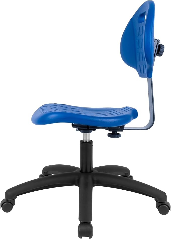 Chair Master Table Height Chair/Stool-Easy to Clean! Deluxe Ergonomic Polyurethane Chair. 5" of Height Adj (15.5"-20.5") 450 lb Capacity. Automotive, Lab, Garage, Home, Office (Standard, Blue)