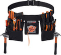 Gifts for Men,19 Pocket Tool Belts with Quick Release Buckle- Heavy Duty Detachable & Adjustable Utility Belt,Work Apron for Men and Women,for Electrician,Carpenter,Construction Tool Belt (Black)