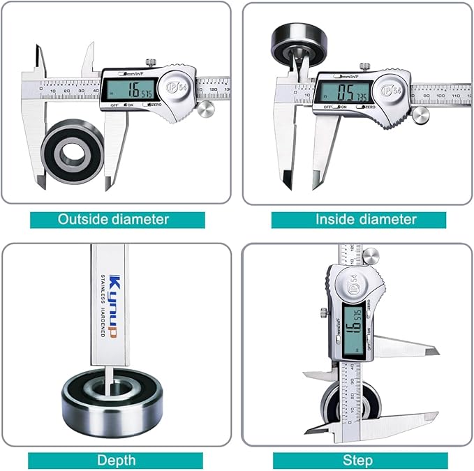 Kynup Digital Caliper, 12 Inch Caliper Measuring Tool with Stainless Steel, IP54 Splash Proof Protection Design, Large LCD Screen, Easy Switch from Inch Metric Fraction (300mm)