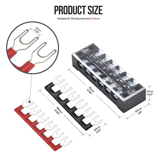 73Pcs(6Sets) Terminal Block Set, 6Pcs 6 Positions 600V 25A Dual Row Screw Terminal Strip Block + 6Pcs Pre-Insulated Terminals Barrier Strip + 60Pcs Insulated Fork Wire Connector by CGele…