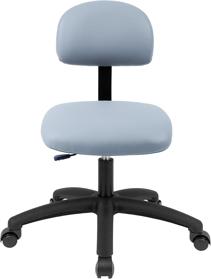 Chair Master FSS Series Square seat Low (17"-22") seat Height Chair. Fabric Vinyl-for Office, Garage, Desk, Shop, Computer, Doctor, Medical, Easy to Clean! (Gray, Low, Self Braking Casters)