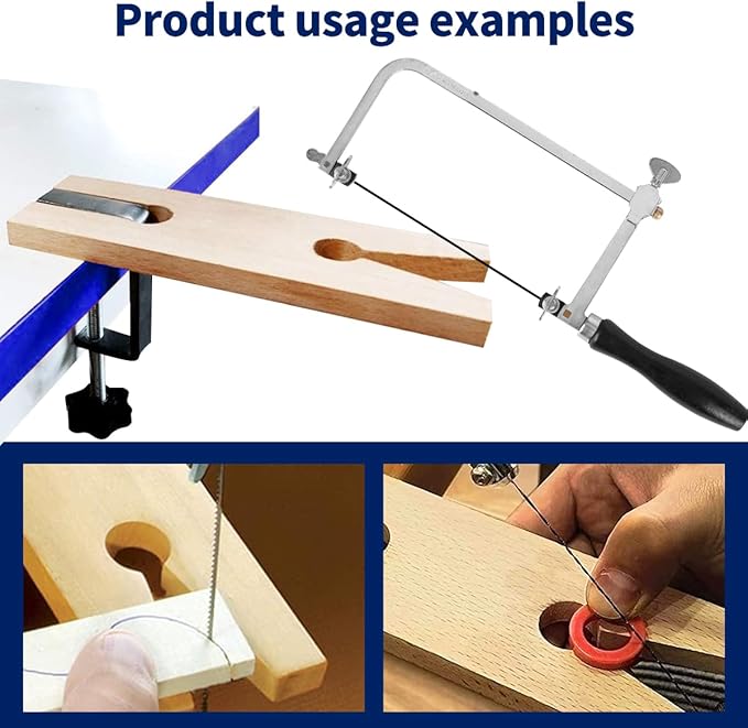 3 in 1 Jewelry Making Kit Jeweler's Saw Frame Adjustable with 144 Blades, Bench Pin Clamp Set V-Slot Workbench Wooden Jewelry Clamp Tool