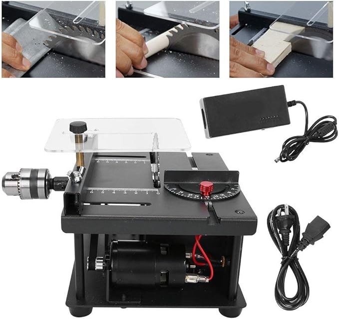 Focket Sliding Compound Miter Saw, Multifunctional Mini Table Saw, 3000rpm, 35mm Cutting Depth, 0-90 Bevel Cutting, Extensible Table, Crosscutting, Versatile Material Cutting